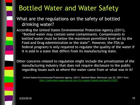 what does the fda test bottled water for|food and drug bottled water.